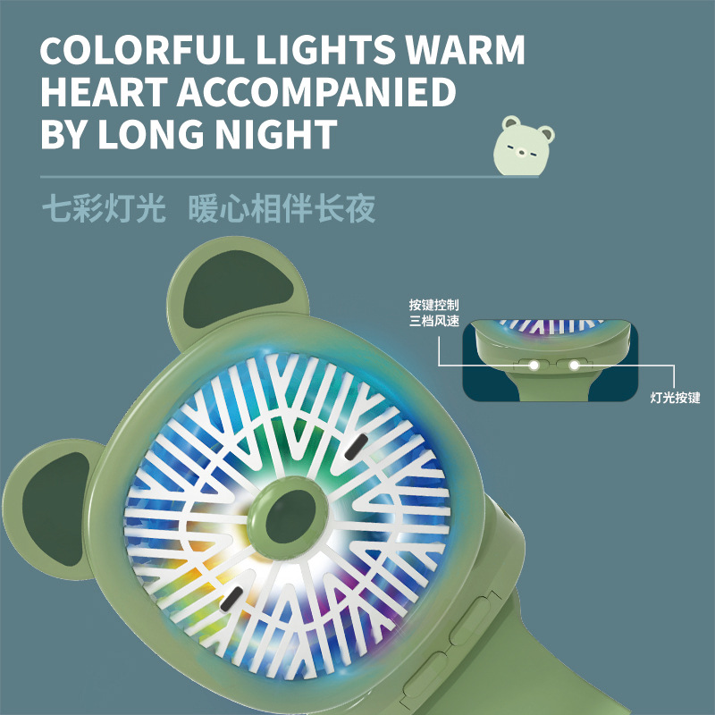 新款三代卡通手表风扇 三档风力灯光usb充电创意学生迷你电扇礼品 细节图