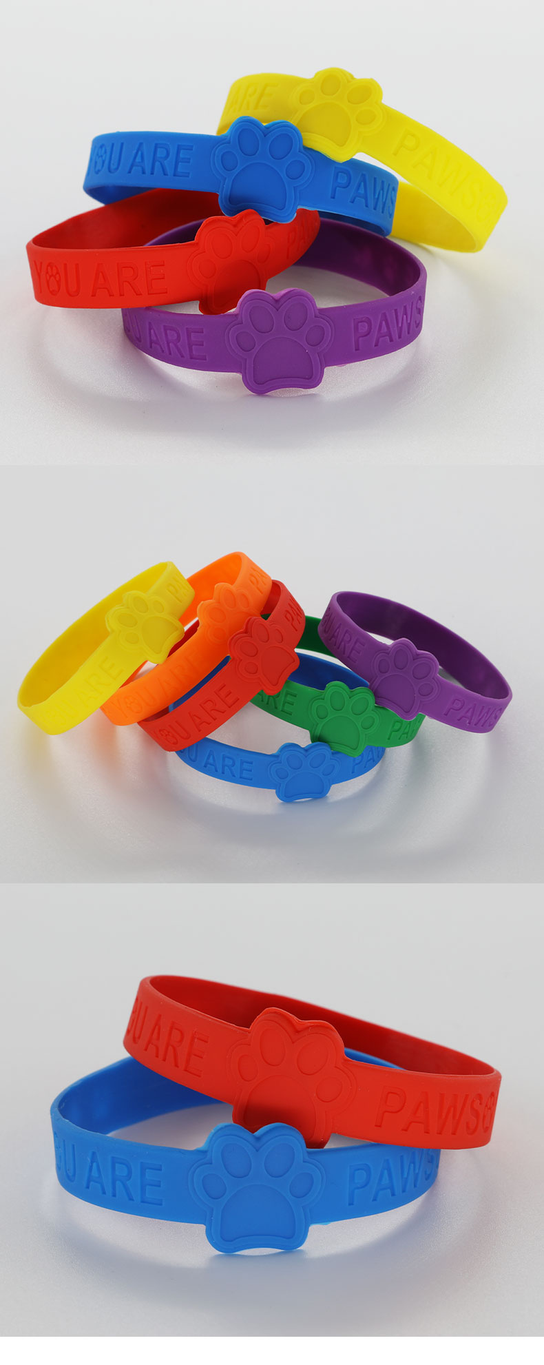 亚马逊百搭Dogpaw凹刻异形硅胶手环学生活动狗爪手链腕带详情4