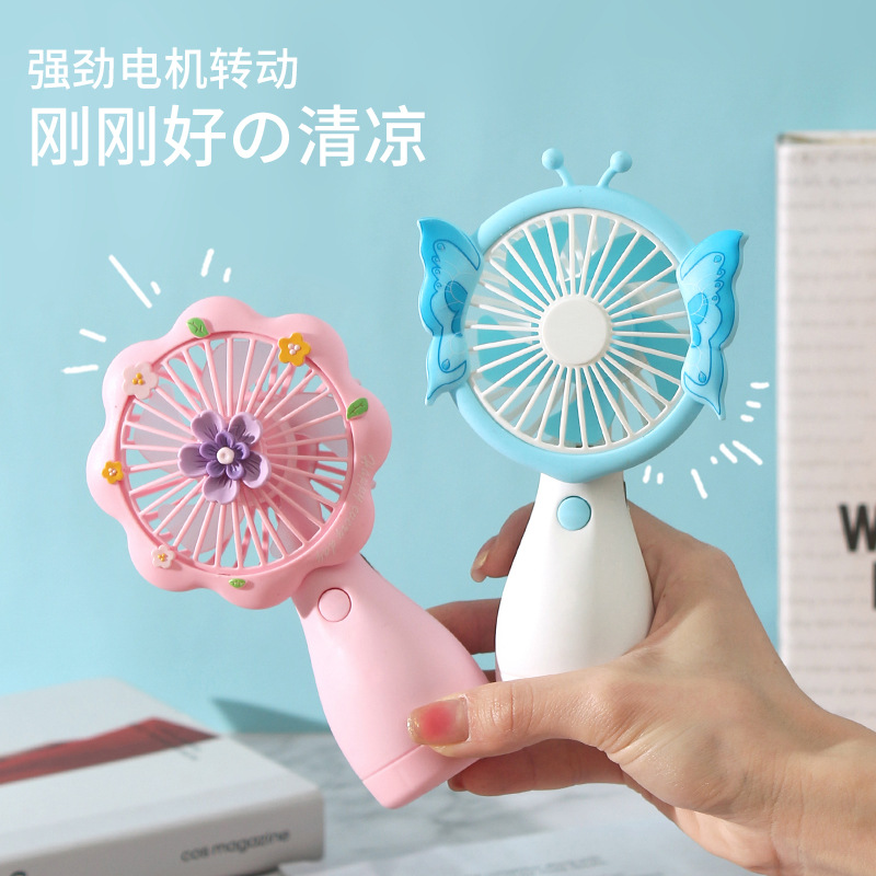 New Flower Butterfly handheld mini fan with three wind speeds, usb portable small gift, student small electric fan detail image 5