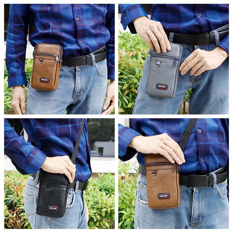 腰包男干活工地手机包腰带式多功能竖款户外手机套腰间斜挎包批发 pU手机包详情图3