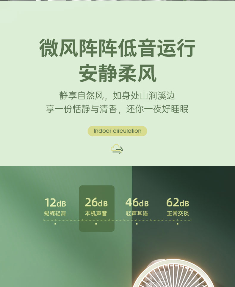 夹子灯光风扇桌面补光风扇可挂可夹可立充电便携风扇四合一循环扇详情25