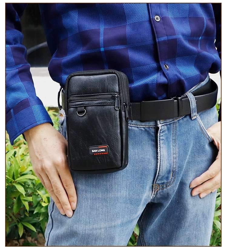 腰包男干活工地手机包腰带式多功能竖款户外手机套腰间斜挎包批发 pU手机包详情图11