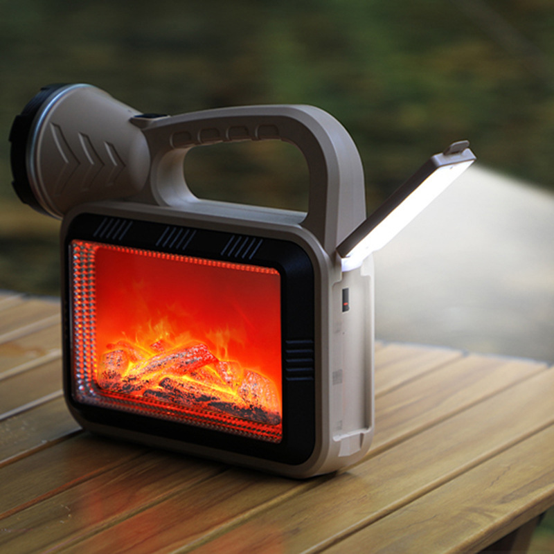 Multi-functional LED camping light, simulated flame light, outdoor camping atmosphere light, multi-source work light, portable light, household searchlight, waterproof emergency light, USB charging flashlight, outdoor strong light camping light details Picture