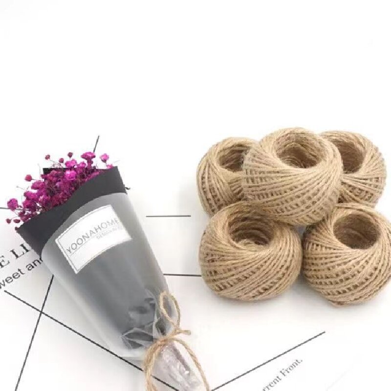 Fábrica en stock venta directa diy cuerda de cáñamo hecha a mano tejido a mano 1mm*50m cuerda decorativa foto etiqueta de pared cuerda enrollada botella