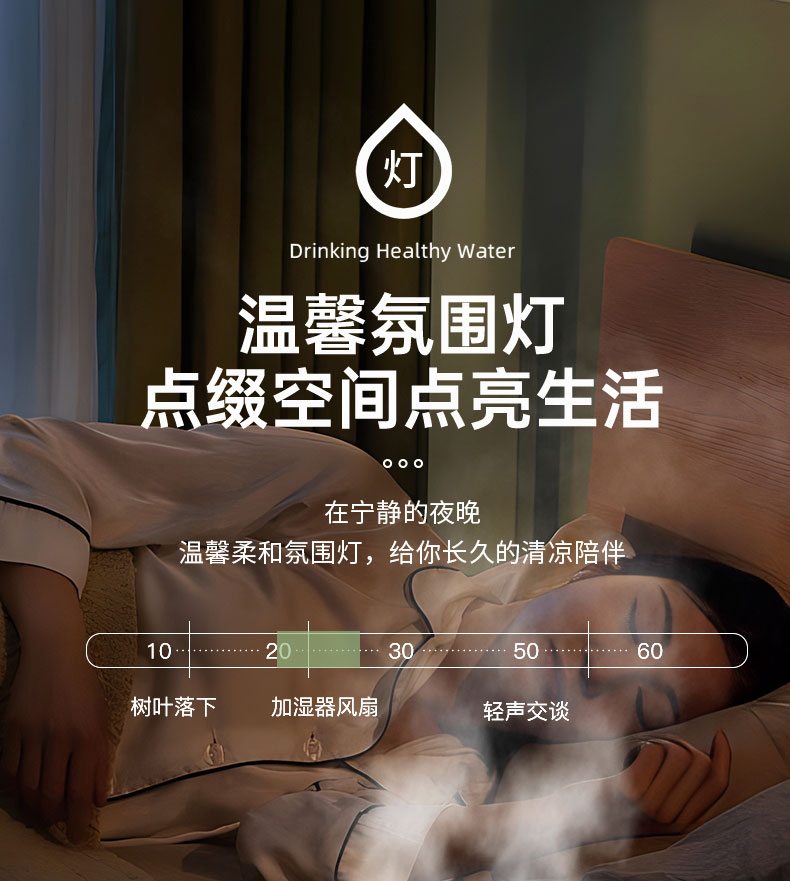 双喷头加湿风扇加湿器小夜灯手提收纳风扇桌面风扇详情23