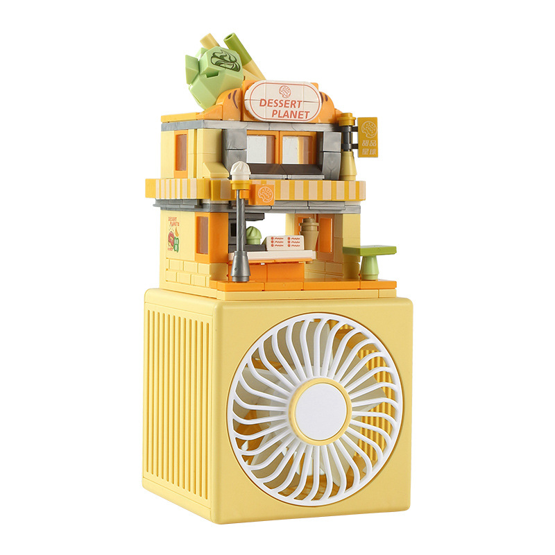 The 2024 new model of the building block fan desktop three-speed small electric fan DIY small particle assembly building block gift cross-border detail image 6