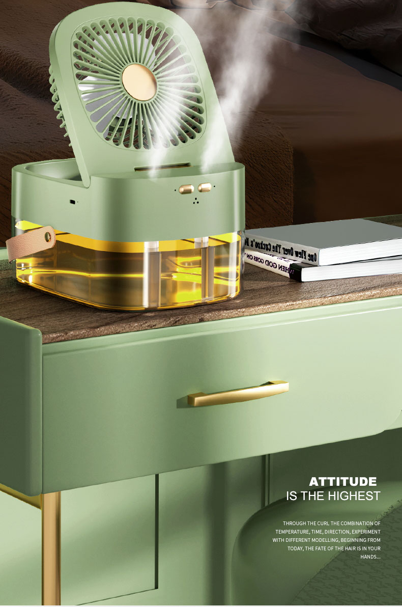 双喷头加湿风扇加湿器小夜灯手提收纳风扇桌面风扇详情24