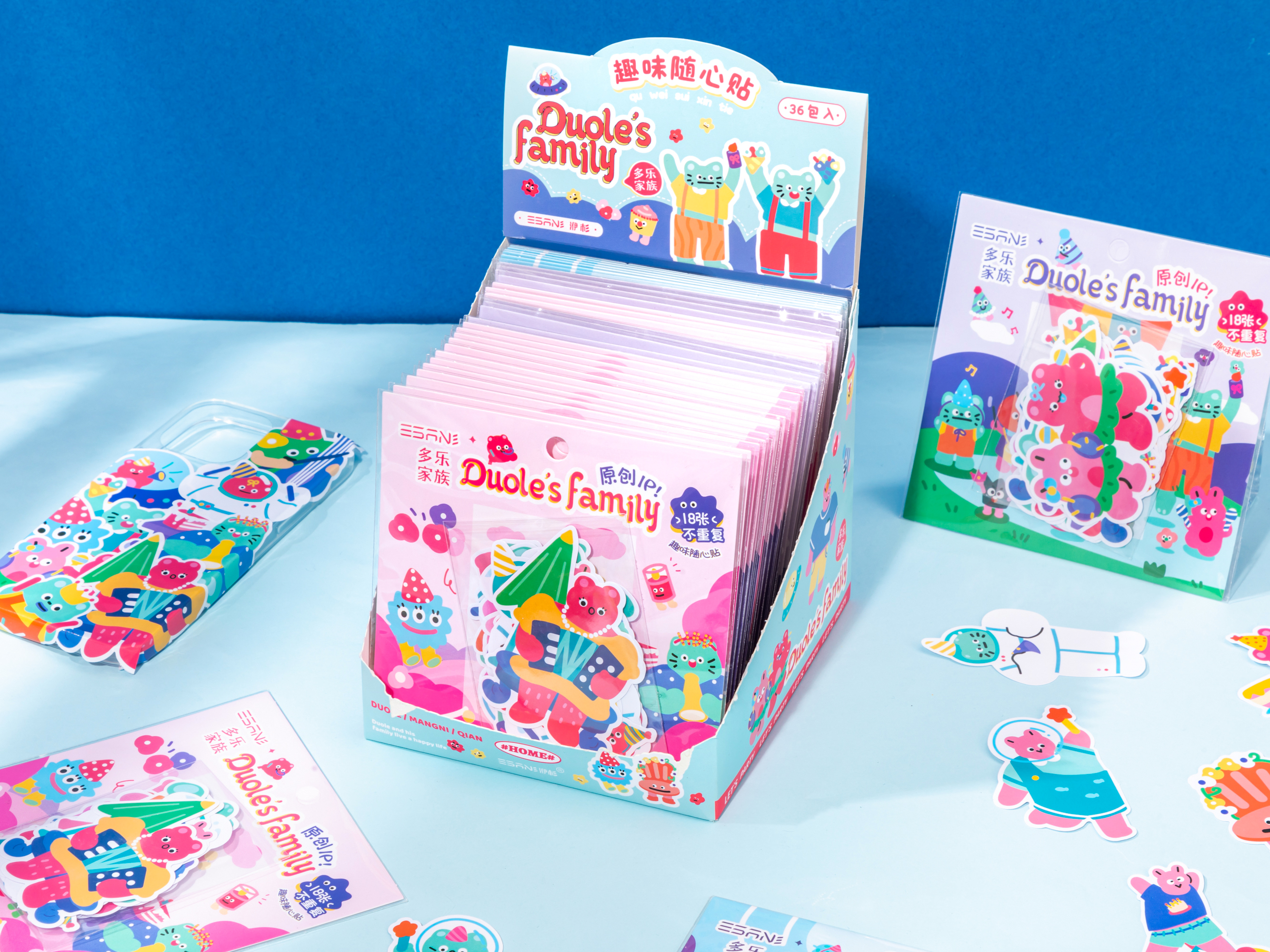 洢杉趣味随心贴多乐家族18张不重复可爱搞怪高颜值独特美式贴纸手帐DIY   YL017-TZ-0904