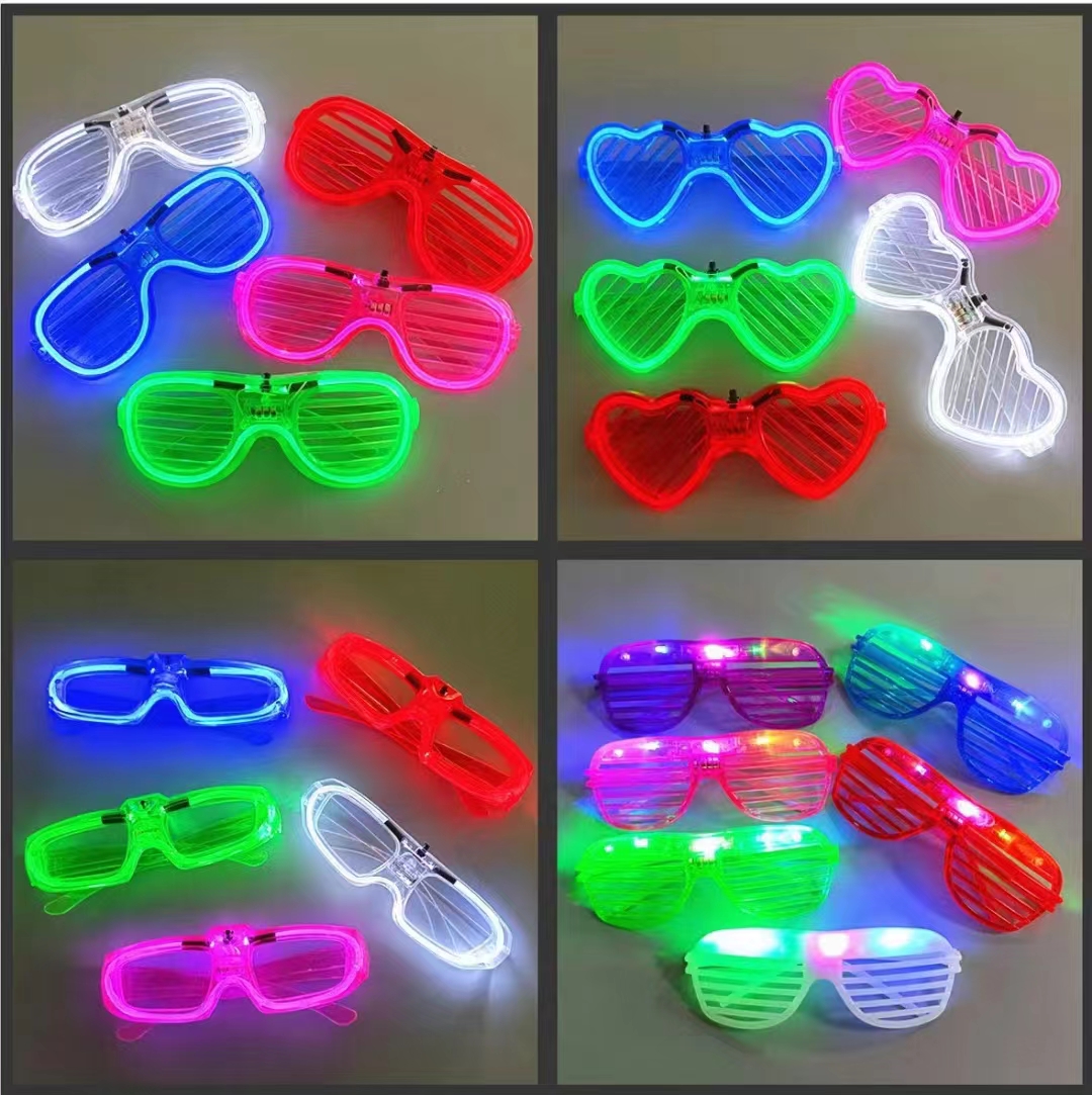 冷光发光百叶窗眼镜派对助阵玩具氛围道具眼镜框直销LED音乐会演唱会发光灯