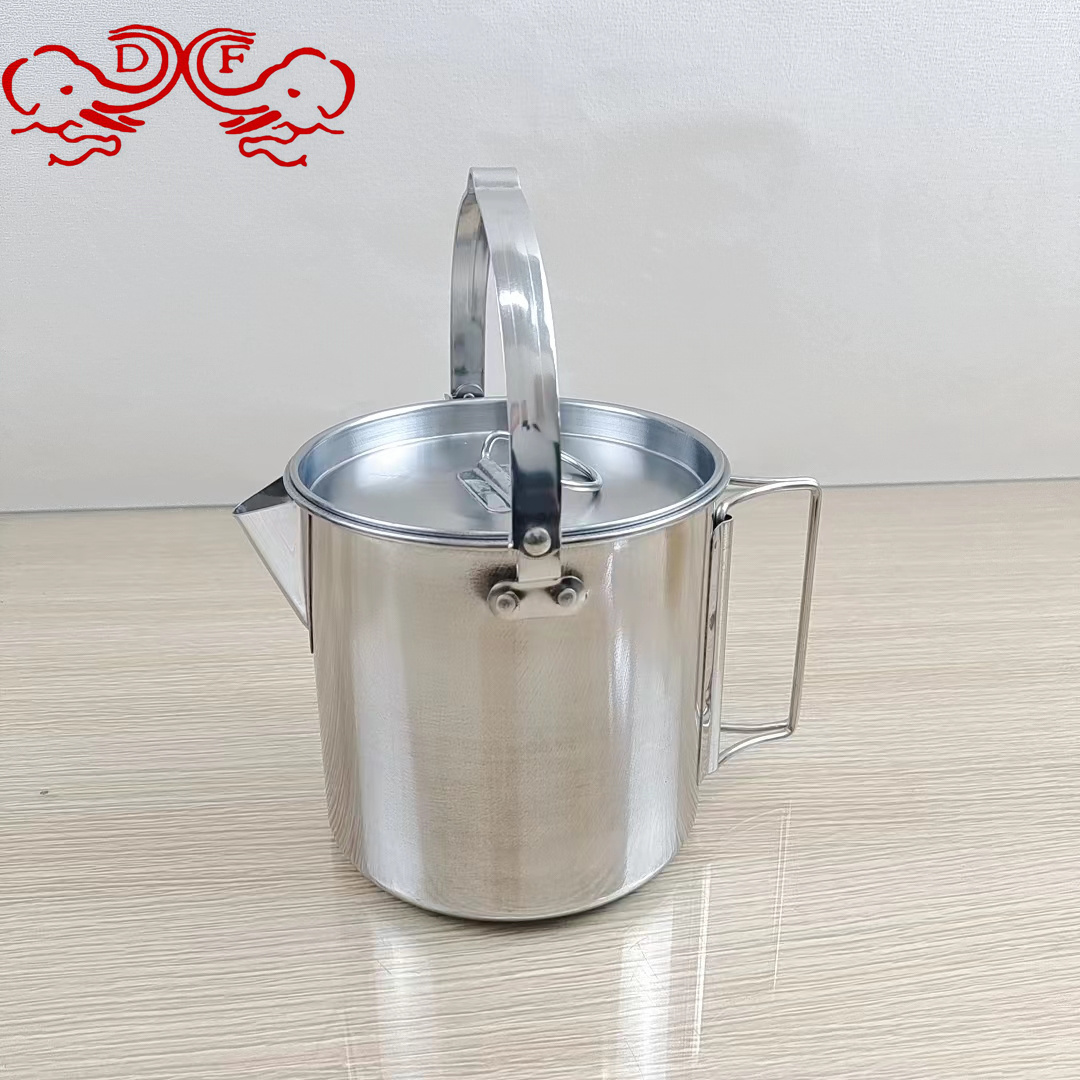 DF99230 Outdoor stainless steel kettle, mountain climbing and camping teapot, portable hanging pot, cookware, coffee pot, picnic pot, DF TRADINGHOUSE