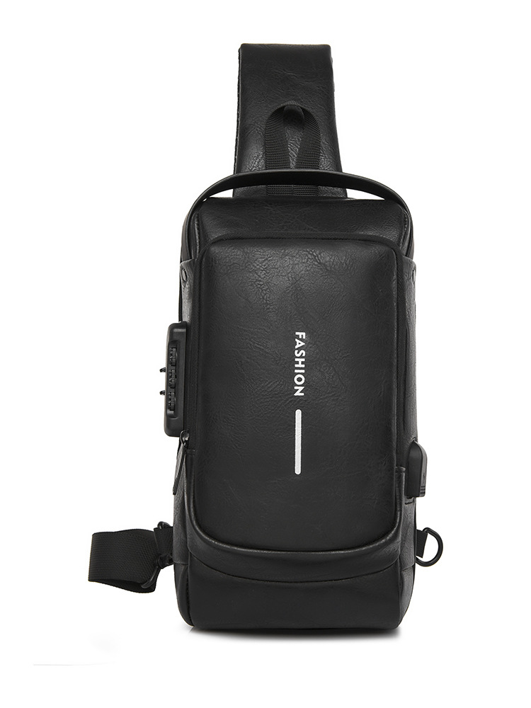 男士胸包斜跨包皮革包单肩包运动小背包多功能斜挎男包跨境爆款机车包详情图5