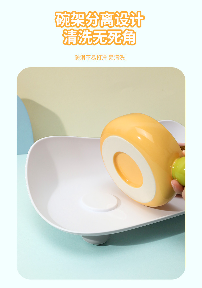 Boxed sugar bean ceramic double-bowl large-mouth feeding water bowl, no black chin, protecting cervical vertebrae cat bowl pet supplies pic 6