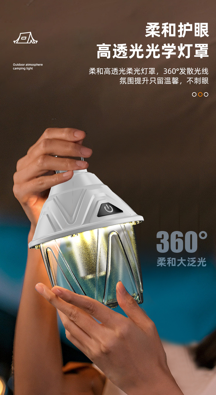 户外LED露营灯夜市地摊灯复古帐篷灯露营氛围灯可悬挂营地灯松果露营灯005小吊灯手提工作灯应急灯户外防水露营灯详情3