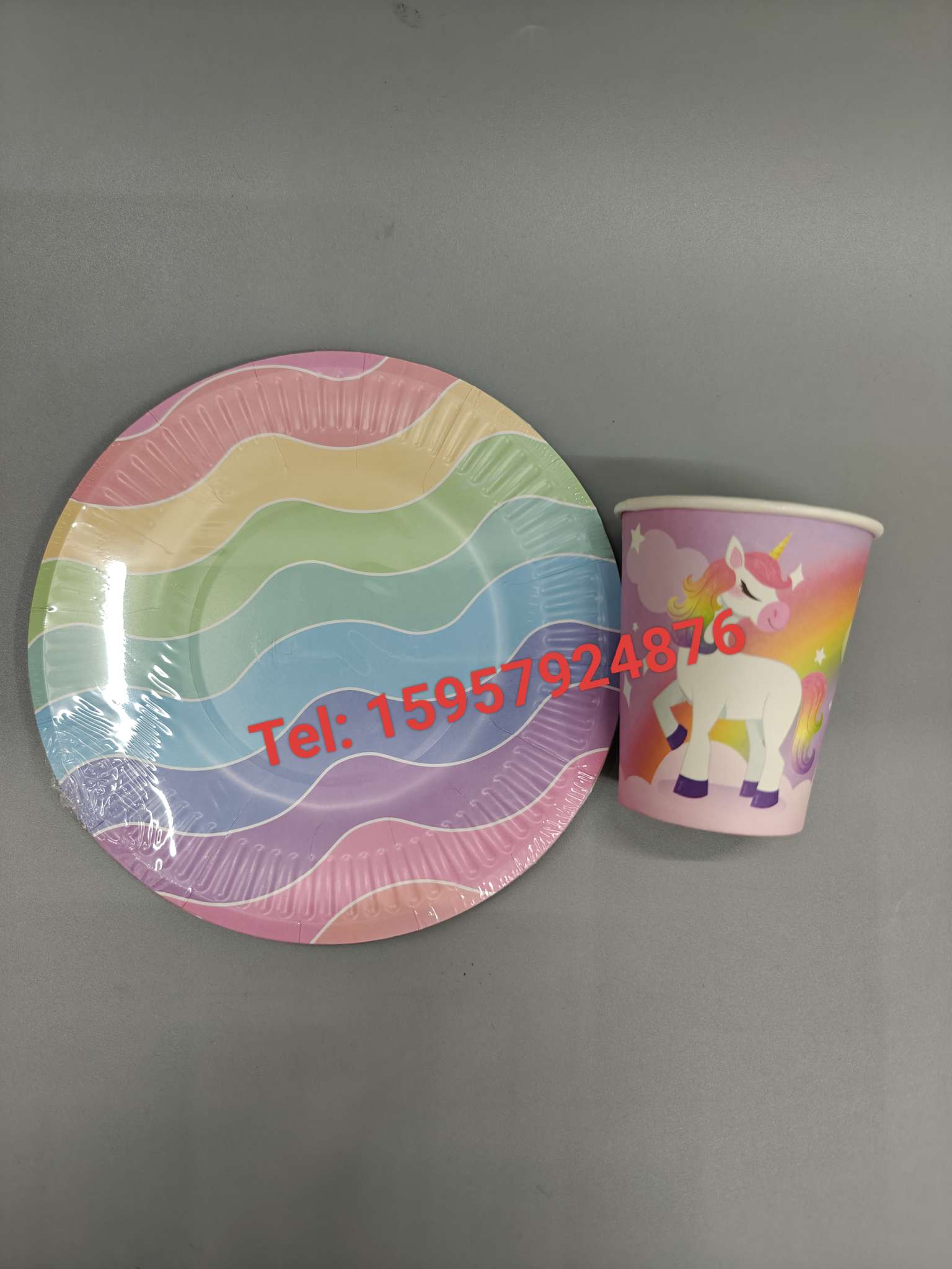 party disposable paper cup paper straws paper plate set 9 oz custom logo design party style variety thumbnail