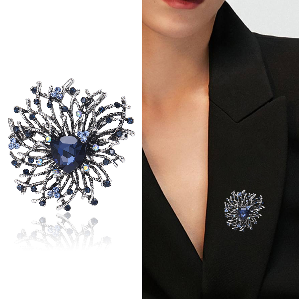 Ziyang Accessories 2024 New Style alloy glass high-end women's fashion corsage, elegant brooch, coat cardigan and accessories factory direct sales