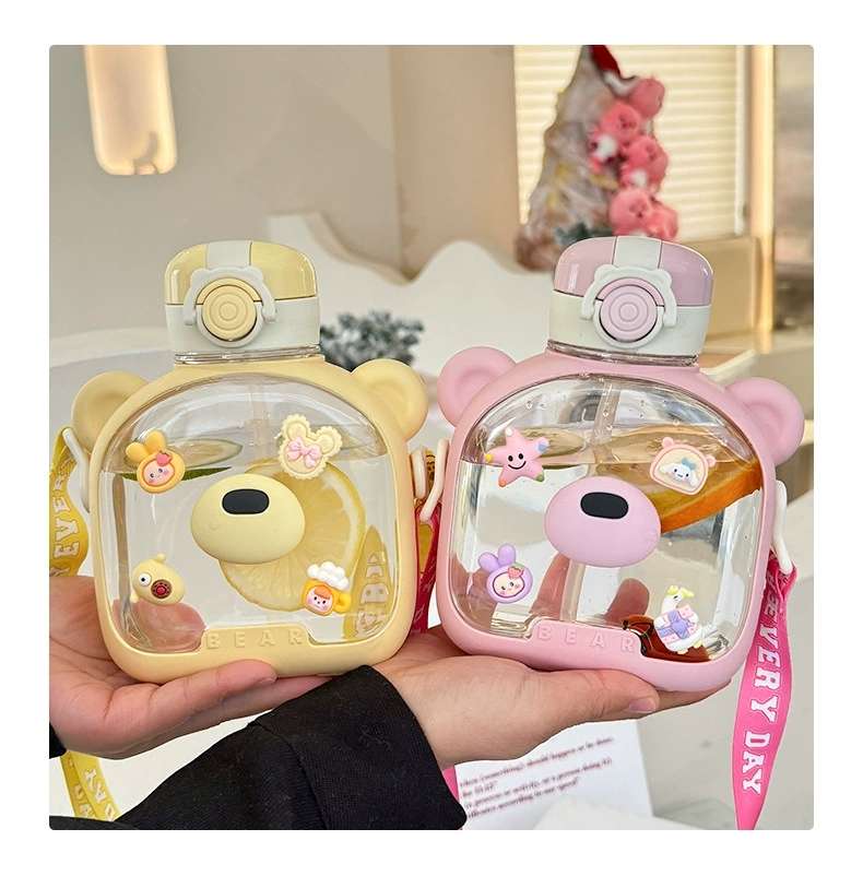 S98-YS8013 Children's water cup, high appearance level straw cup, special slanted anti-drop jumping cup for kindergarten and school detail image 4