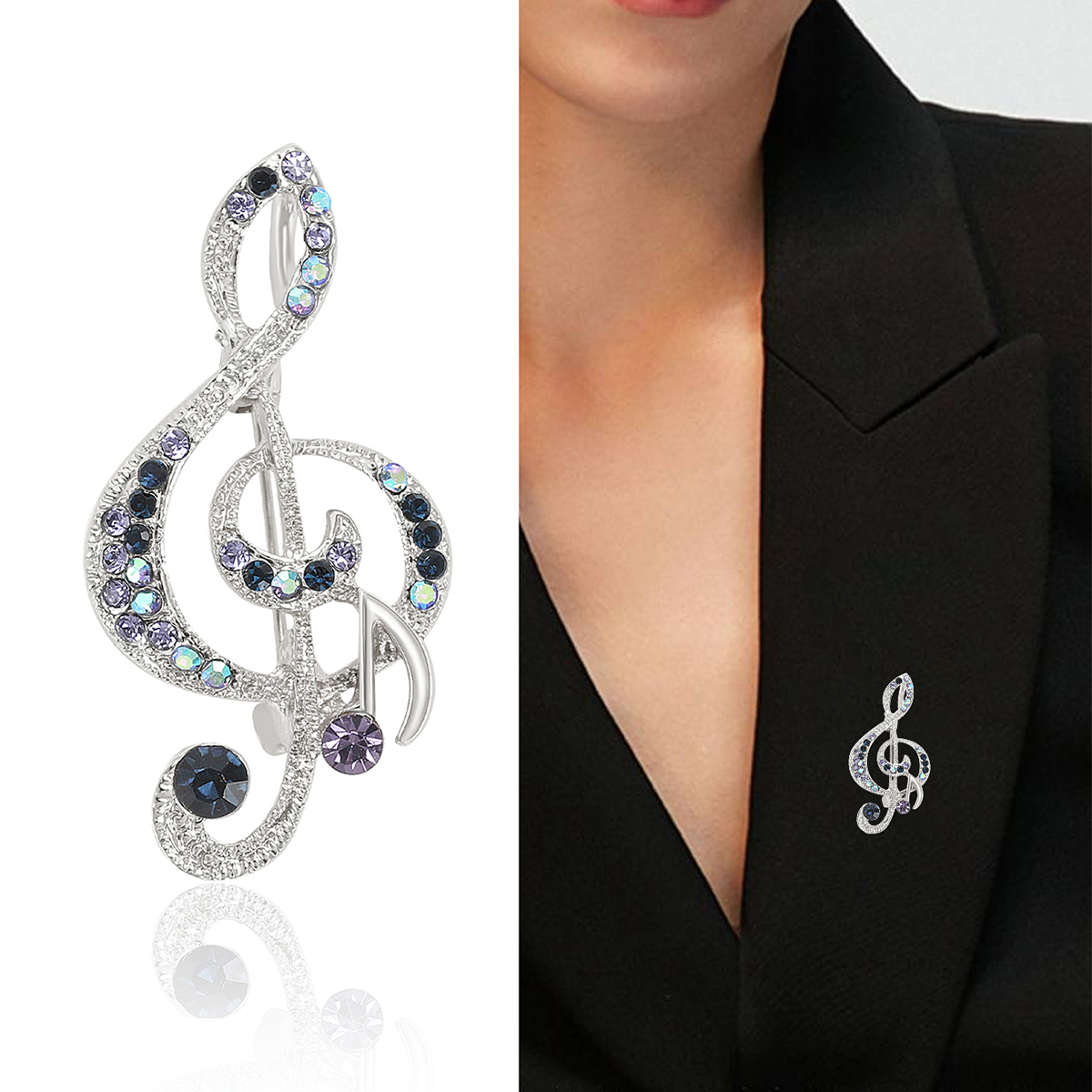 Ziyang Accessories 2024 New Style Water Diamond Note High-end women's fashion corsage, elegant brooch, coat cardigan and accessories factory direct sales