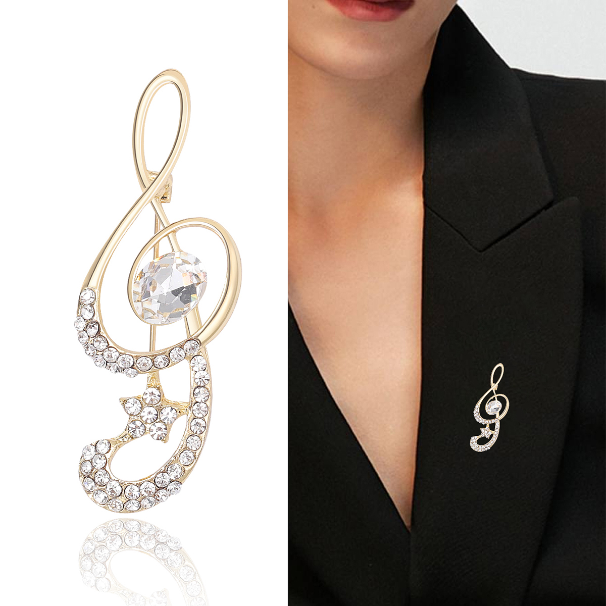 Ziyang Jewelry 2024 New Style alloy note water diamond high-end women's fashion corsage, elegant brooch, coat cardigan and accessories factory direct sales