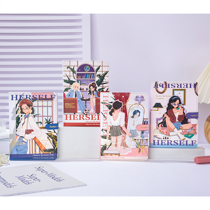 卡通手账本批发36K112张磁扣本-摩登时代可爱少女心彩页学生日记本手帐本笔记本YL017-YS36K44-0802