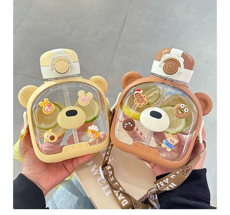 S98-YS8013 Children's water cup, high appearance level straw cup, special slanted anti-drop jumping cup for kindergarten and school detail image 5