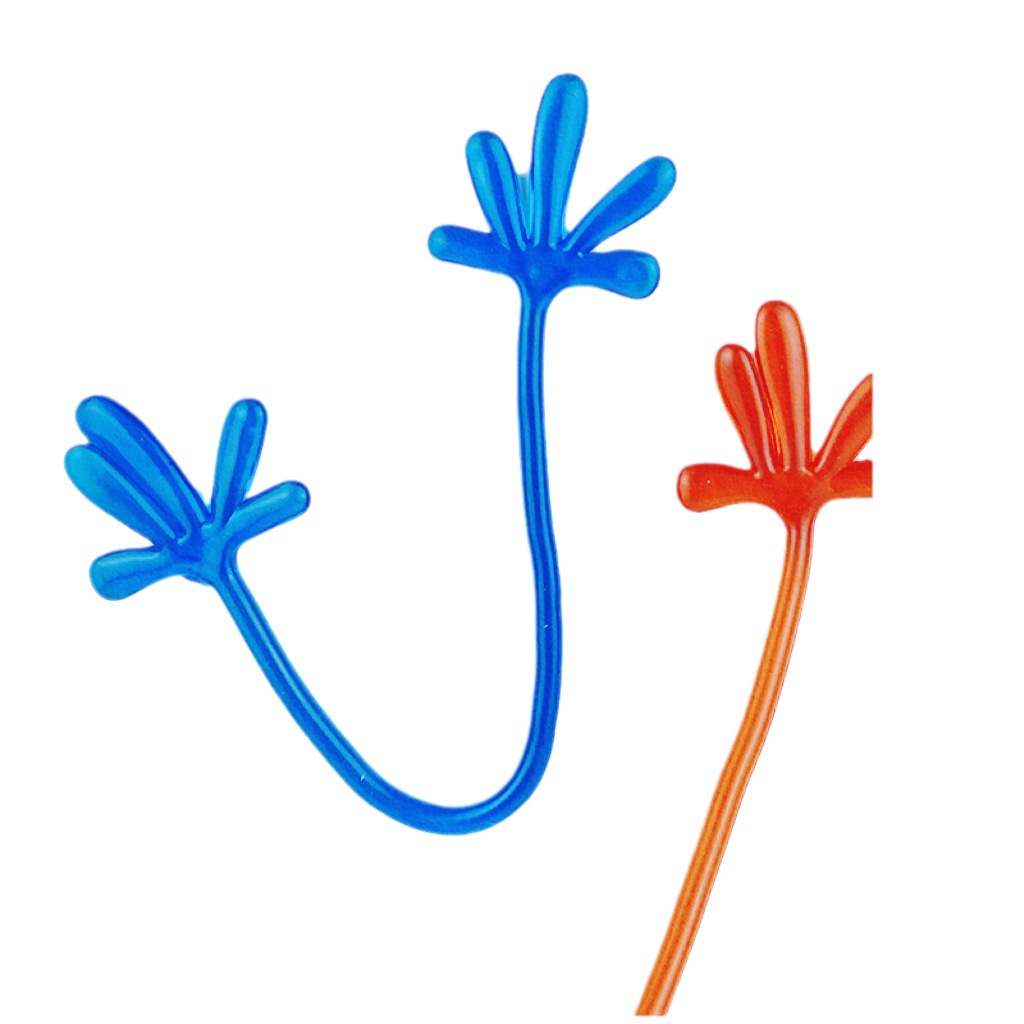 跨境创意粘粘手地摊玩具弹性伸缩粘手掌摆摊怀旧恶搞整蛊玩具白底实物图