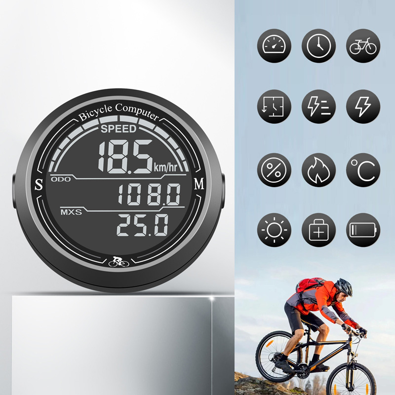 889-2 Circular bicycle wired speedometer, waterproof back, luminous speedometer, mountain bike speedometer, large screen odometer, speedometer Specification image