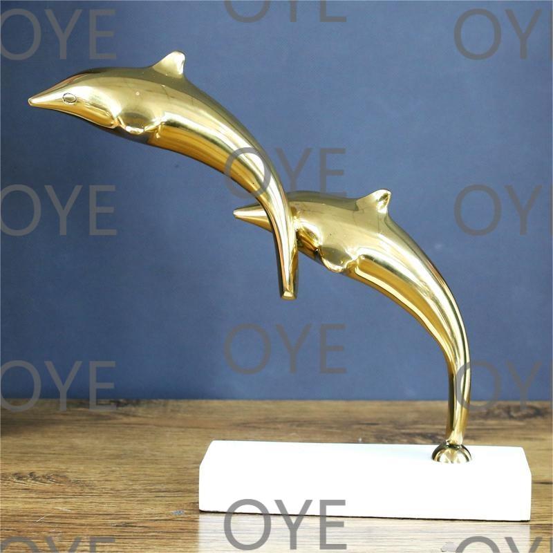 海豚摆件黄铜创意摆件装饰家居黄铜客厅立体电视柜桌面摆设详情1