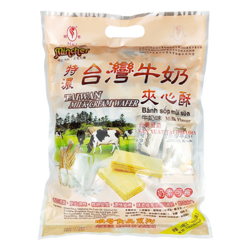 超大包装台湾明奇夹心酥威化饼干400g特浓牛奶花生奶素食特产零食详情图5