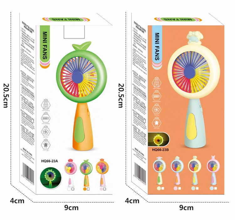 多巴胺迷你手持风扇水果卡通风扇USB充电风扇便携二档风速小夜灯手持风扇小风扇详情9