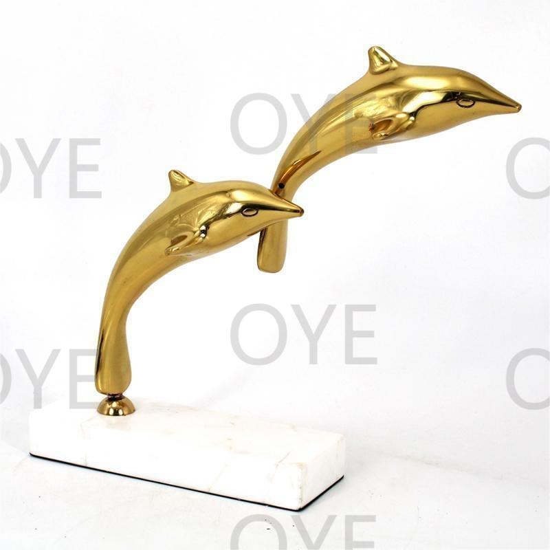 海豚摆件黄铜创意摆件装饰家居黄铜客厅立体电视柜桌面摆设详情4