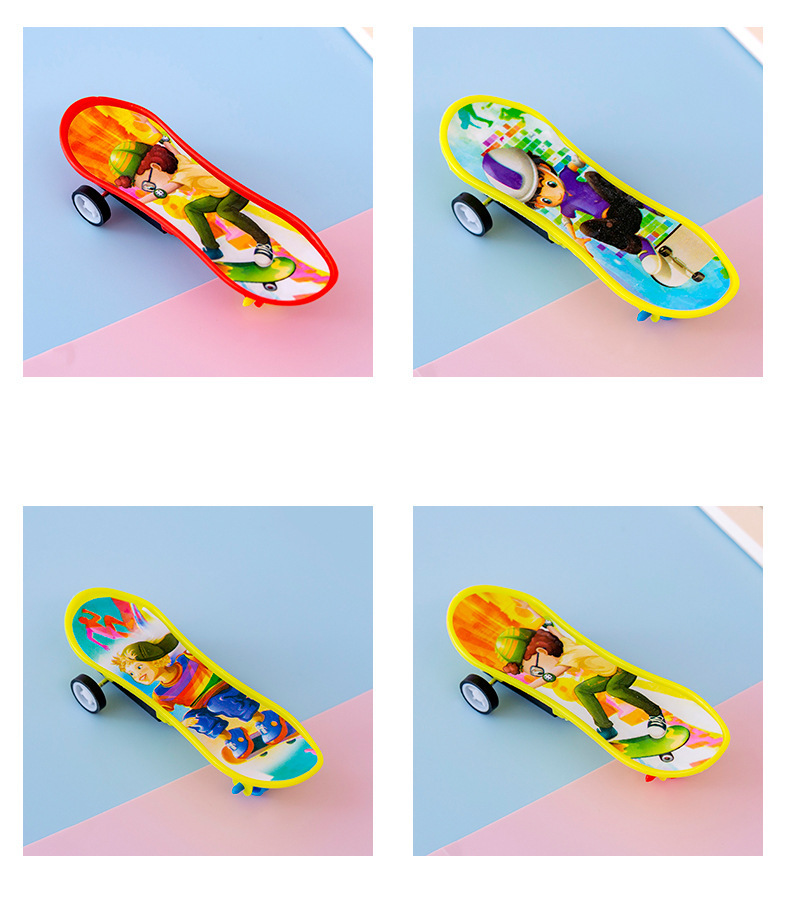 Wholesale mini rebound car, children's cartoon mini inertial rebound finger skateboard toy car, boys' toys detail image 13
