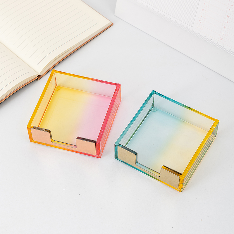 北欧风渐变色亚克力办公用品便签盒桌面办公文具收纳YL060-MQ2302B