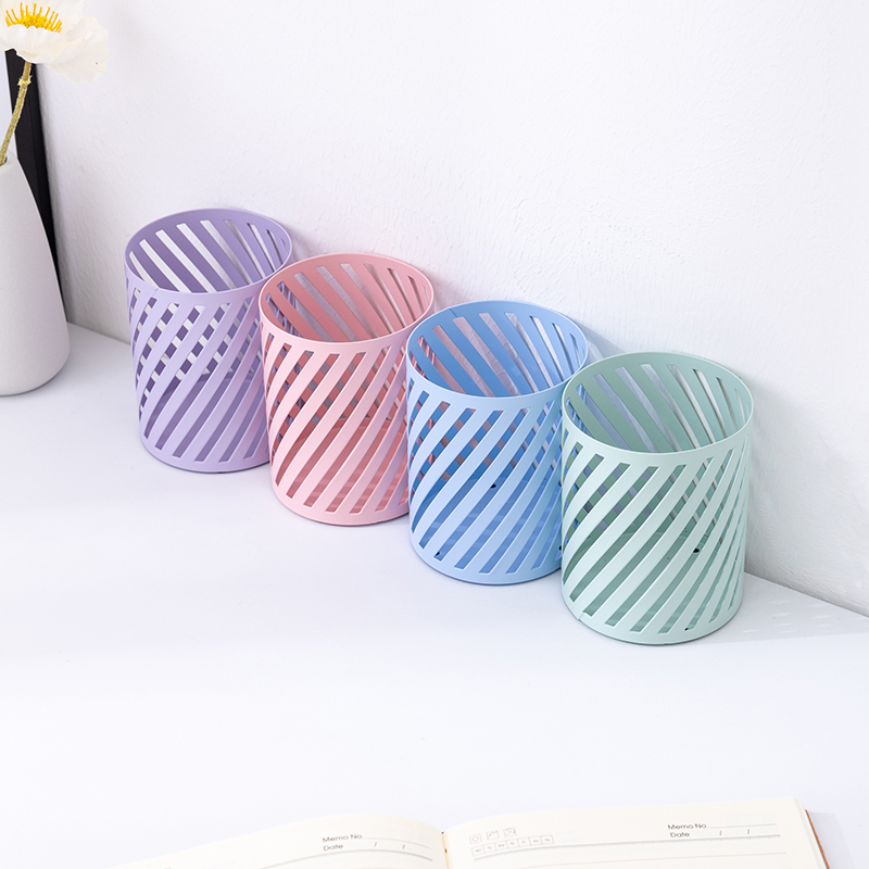 铭强手工斜纹系列-圆形笔筒化妆品收纳筒多功能笔筒桌面办公用品YL060-MQ2501圆