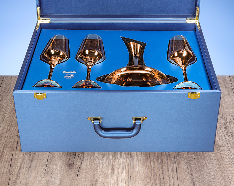 Crystalex捷克进口无铅水晶葡萄酒杯 皮盒40728炫彩7件套详情11