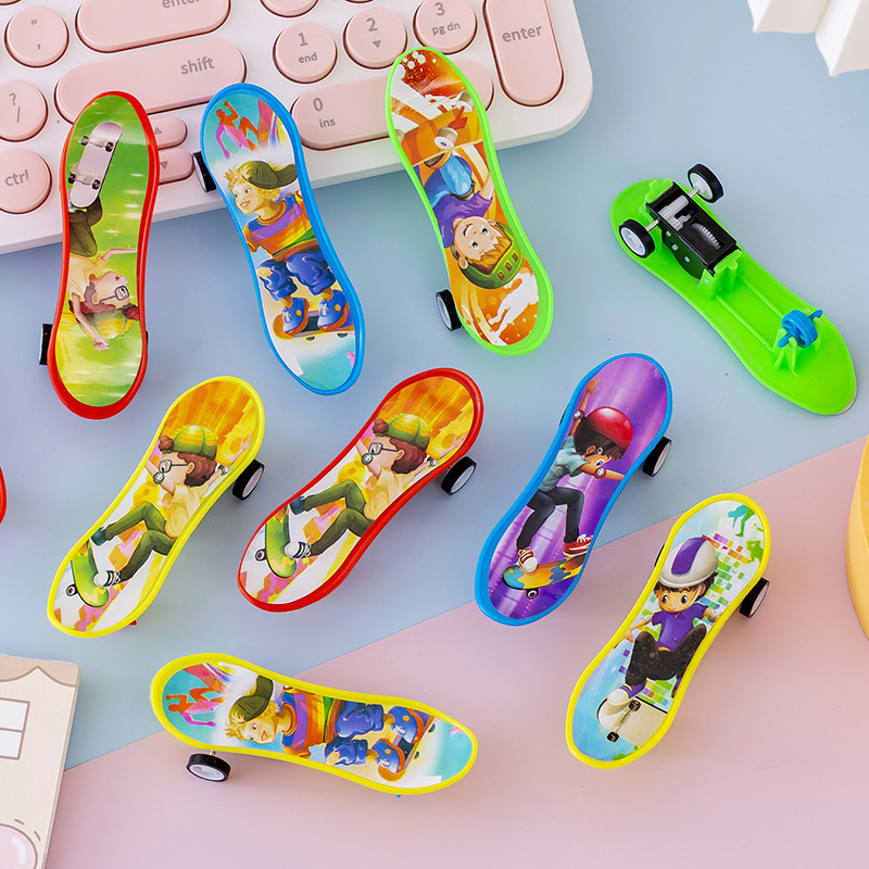 Wholesale mini rebound car, children's cartoon mini inertial rebound finger skateboard toy car, boys' toys details Picture