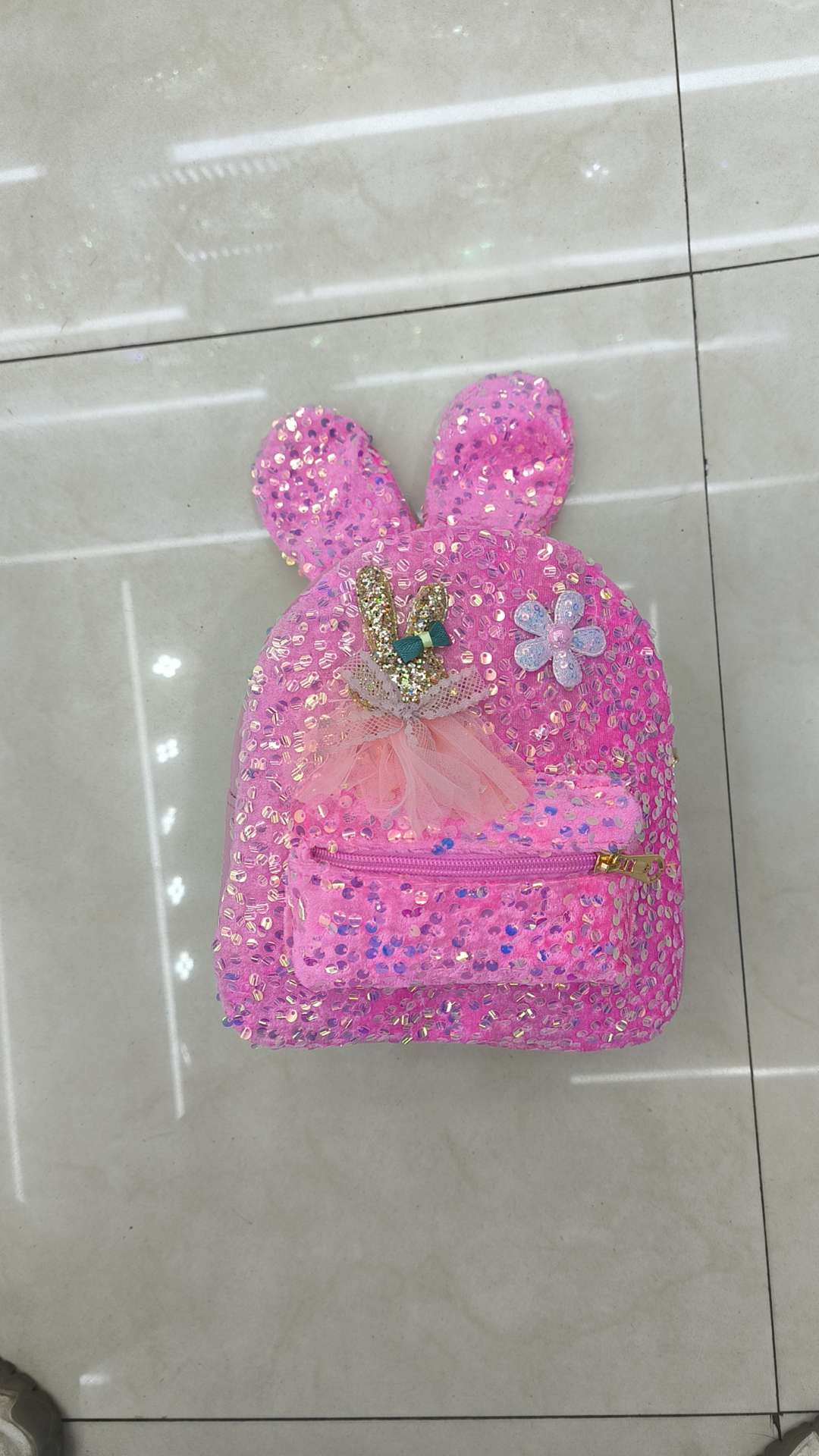 儿童双肩包 亮片书包 可爱兔子亮片双肩背包