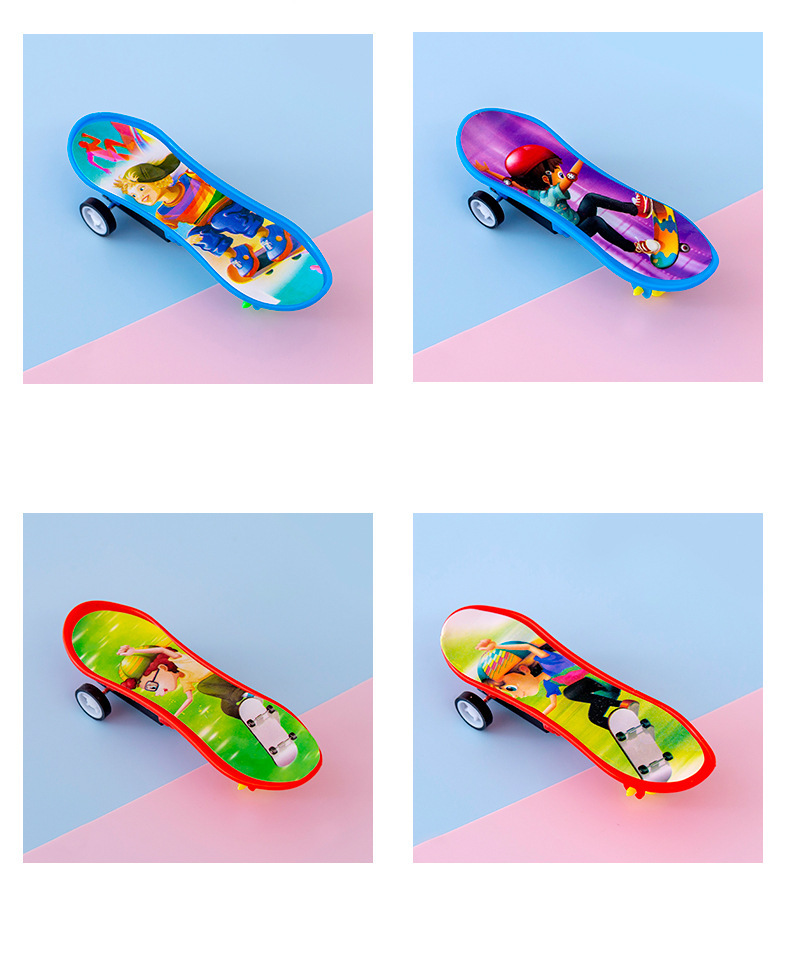 Wholesale mini rebound car, children's cartoon mini inertial rebound finger skateboard toy car, boys' toys detail image 12