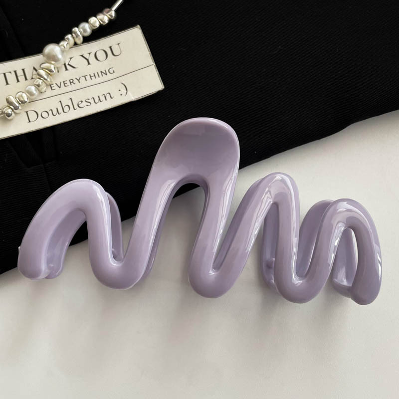 13Cm Wave Mauve Oversized Cream Dopamine Wave Grab Clip Summer Hair Clip Women's Back Of The Head Bun Shark Clip Simple Headwear