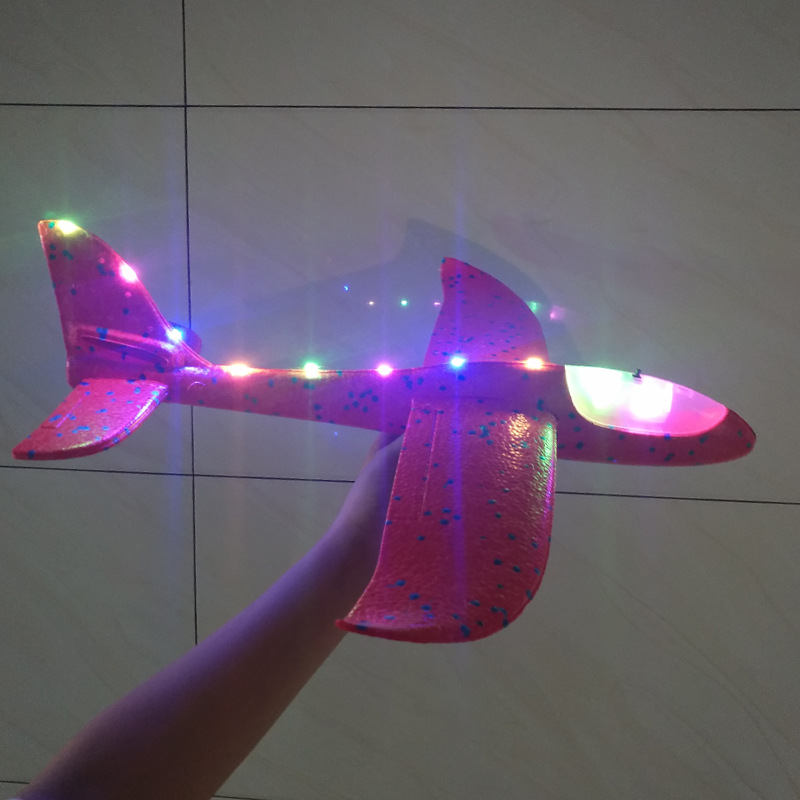 儿童飞机玩具发光泡沫手抛滑翔机耐摔耐撞全身灯回旋飞机男孩户外详情图2
