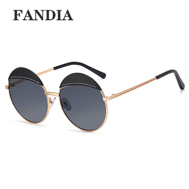 93340 women's round-framed sunglasses for sun protection, summer sunshade, new UV-blocking sunglasses, brown glasses Item Picture
