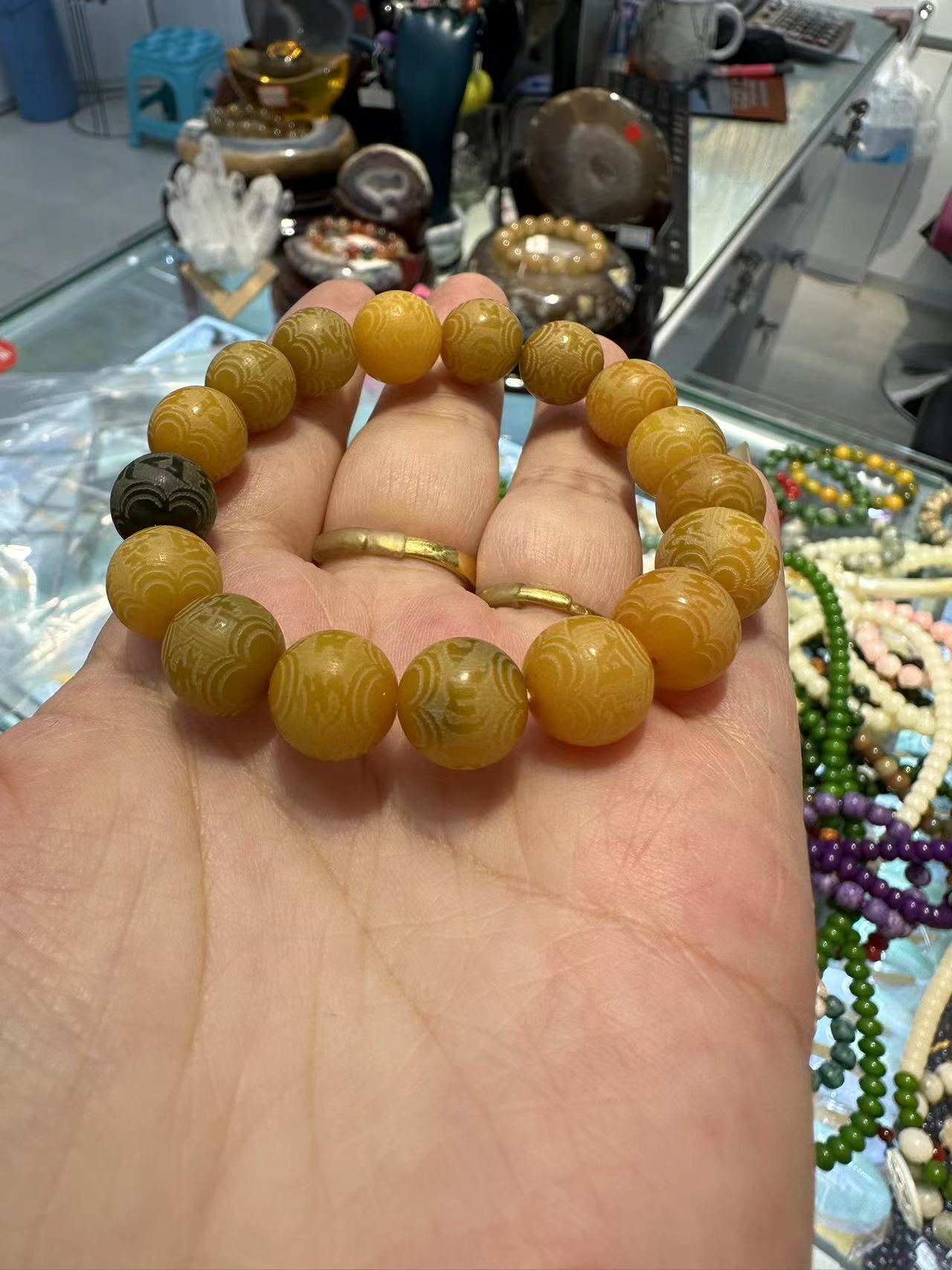 Bodhi seed bracelet, playable cultural and artistic bracelet, jade jewelry, gift for father, boyfriend, husband, 5 details Picture