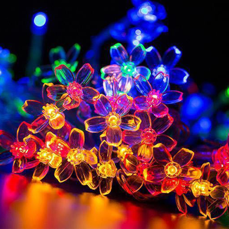 太阳能LED灯串 创意花朵闪光室外圣诞庭院装饰节日氛围小灯串产品图
