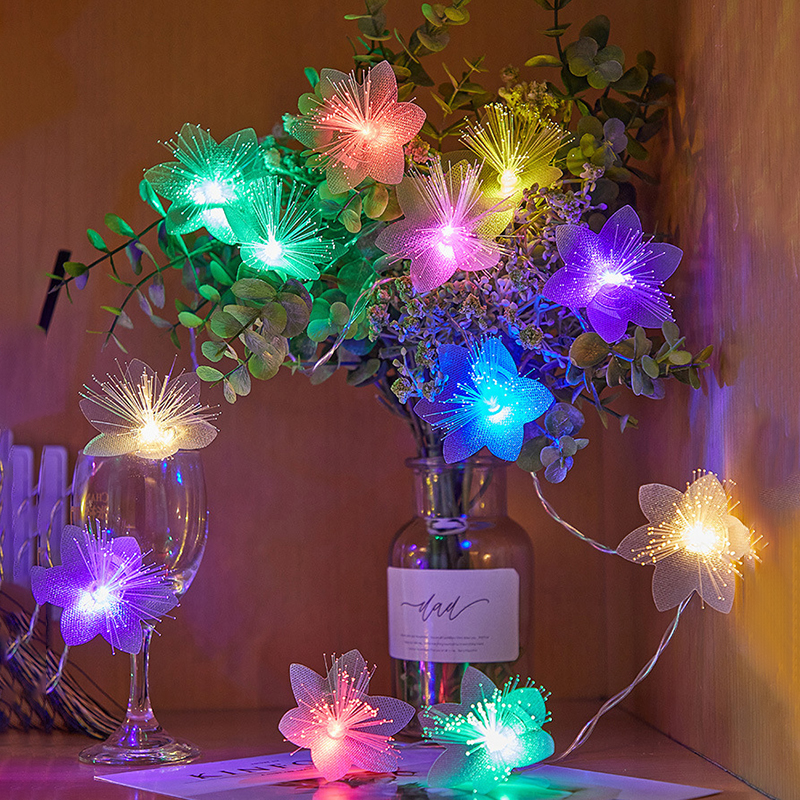 LED光纤花朵串灯闪灯婚礼圣诞节布置创意发光装饰小灯串产品图