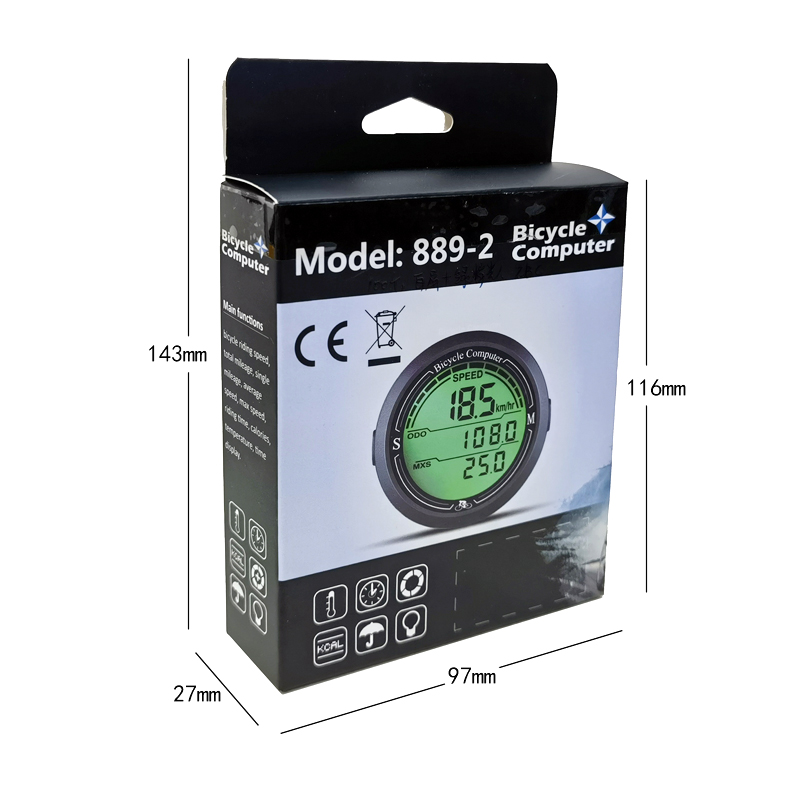 889-2 Circular bicycle wired speedometer, waterproof back, luminous speedometer, mountain bike speedometer, large screen odometer, speedometer pic 28