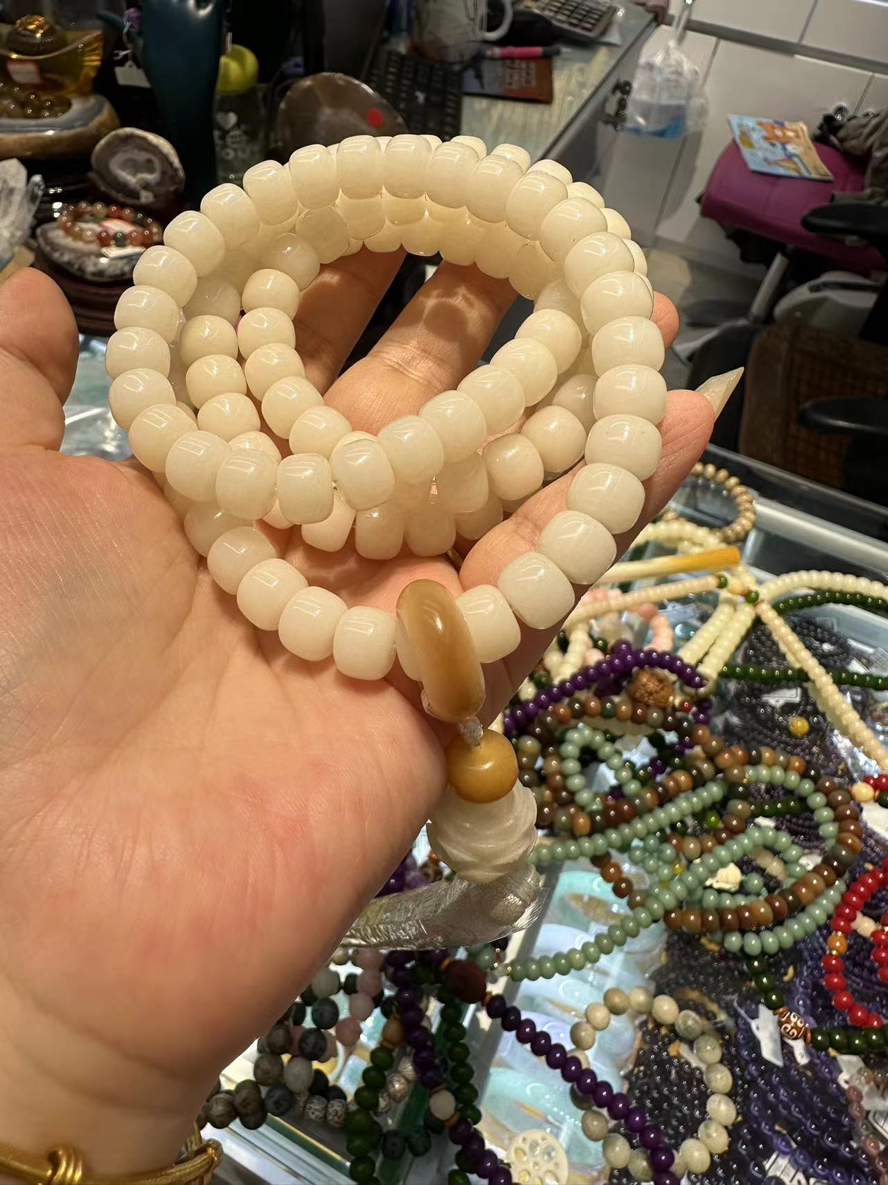 Bodhi seed bracelet, playable cultural and artistic bracelet, jade jewelry, gifts for father, boyfriend, husband, 7 Item Picture