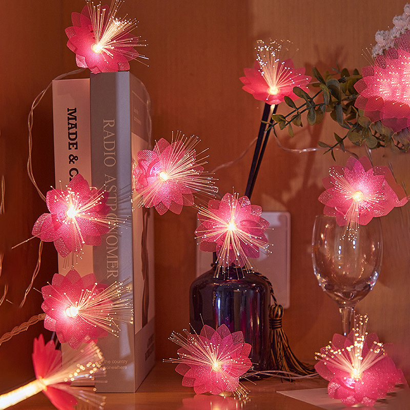 LED光纤花朵串灯闪灯婚礼圣诞节布置创意发光装饰小灯串细节图