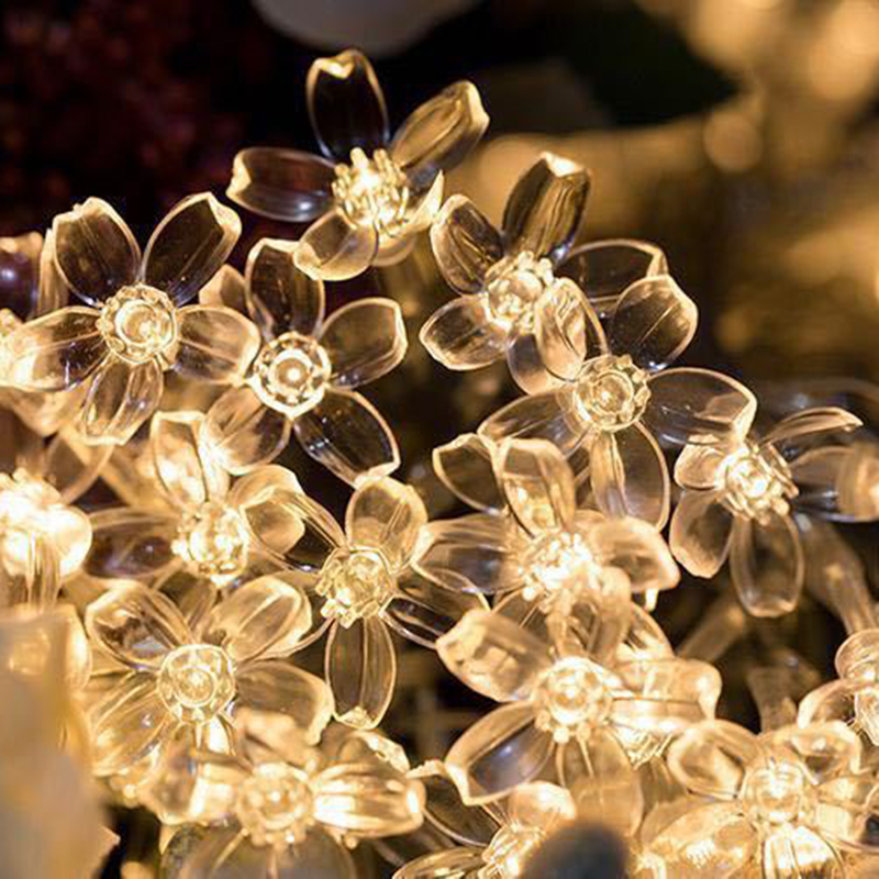 太阳能LED灯串 创意花朵闪光室外圣诞庭院装饰节日氛围小灯串细节图