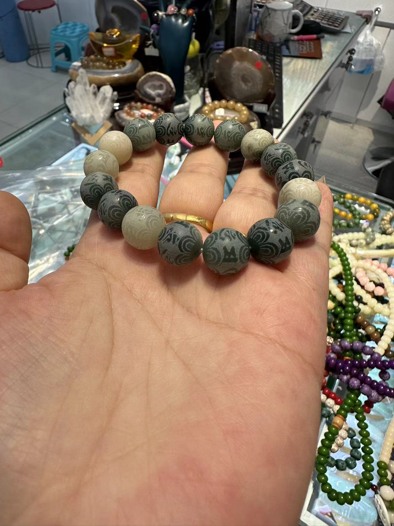 Bodhi seed bracelet, playable cultural and artistic bracelet, jade jewelry, gift for father, boyfriend, husband. 1 details Picture