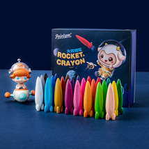 绘儿优火箭蜡笔儿童涂鸦造型蜡笔24色水洗不脏手蜡笔油画棒YL022-880-24