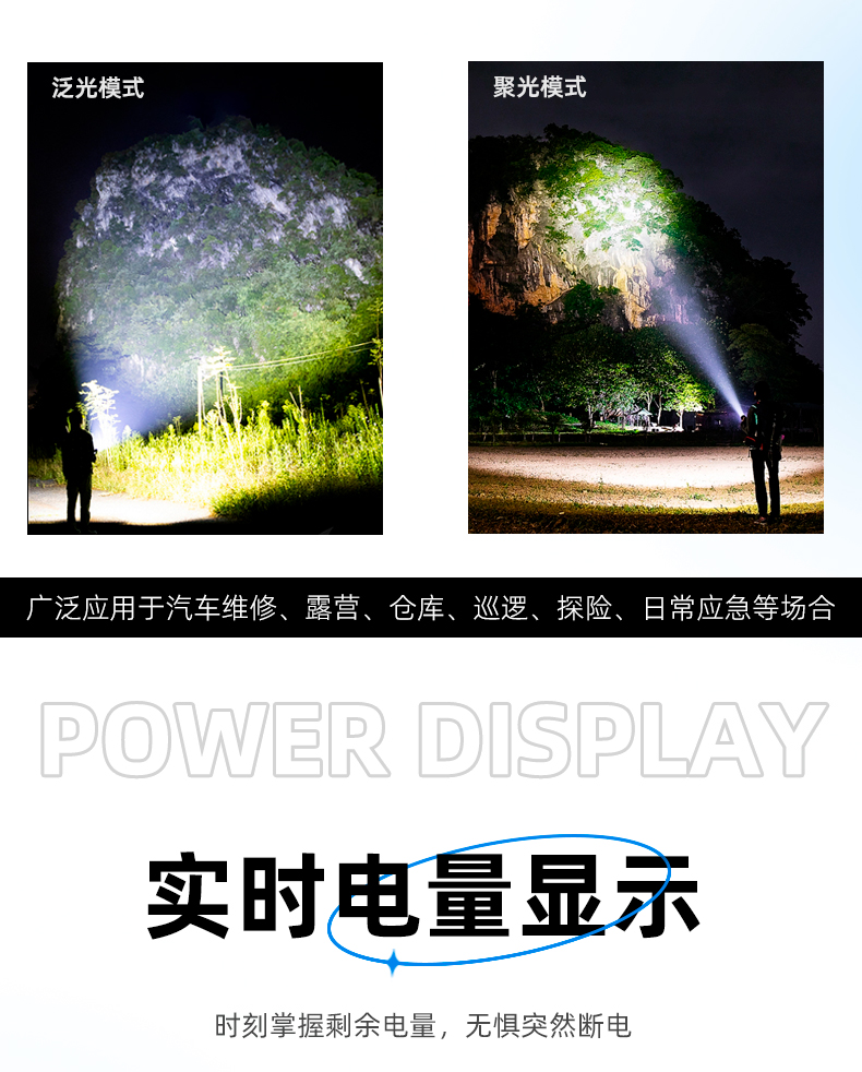 强光铝合金手电筒白激光探照灯多功能应急灯伸缩变焦手电筒508小手电便携式手提探照灯户外工作灯钓鱼搜索手电筒详情7